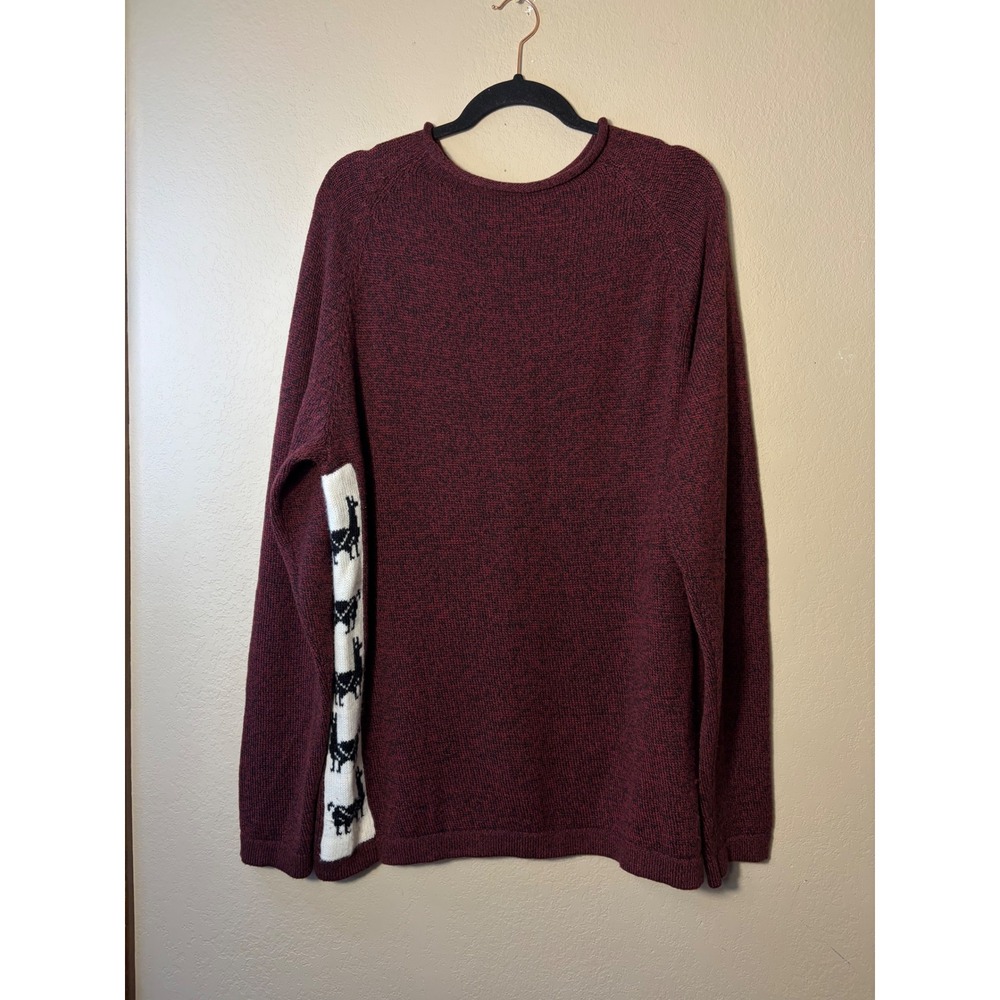 Paka Royal Alpaca Merino Wool Blend Sweater Burgundy Marl Handmade Peru XL